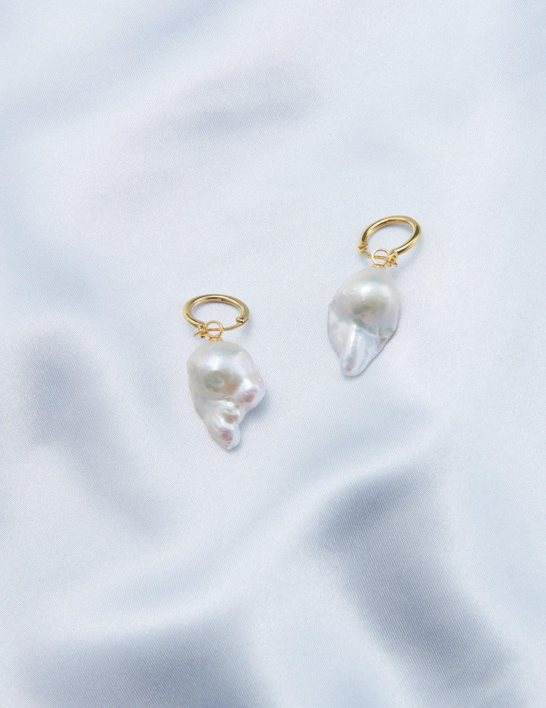 Baroque Pendant Hoop Earrings - Gembea Jewelry