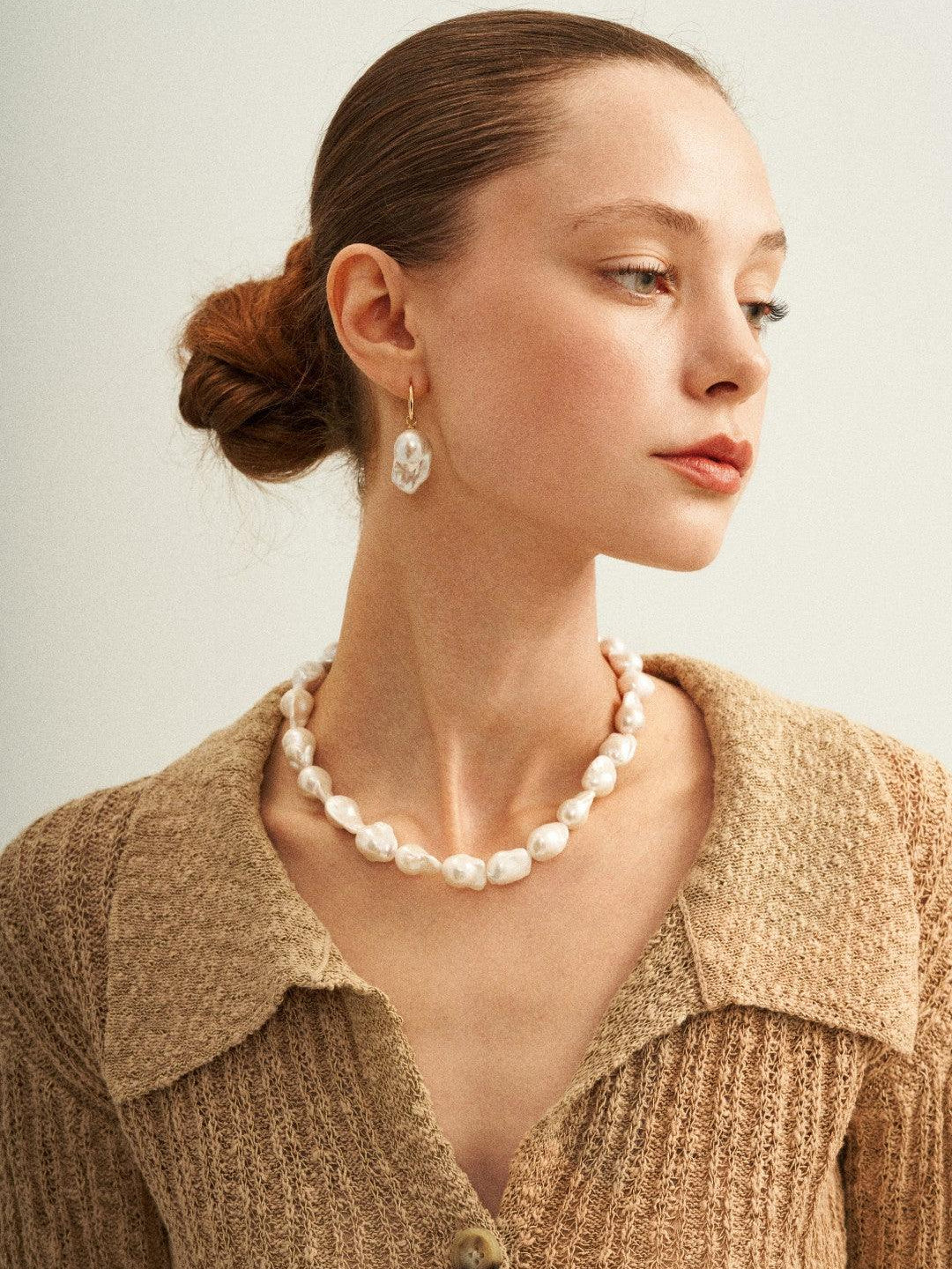 Baroque Pendant Hoop Earrings - Gembea Jewelry