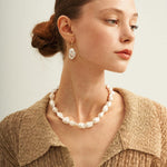 Baroque Pendant Hoop Earrings - Gembea Jewelry