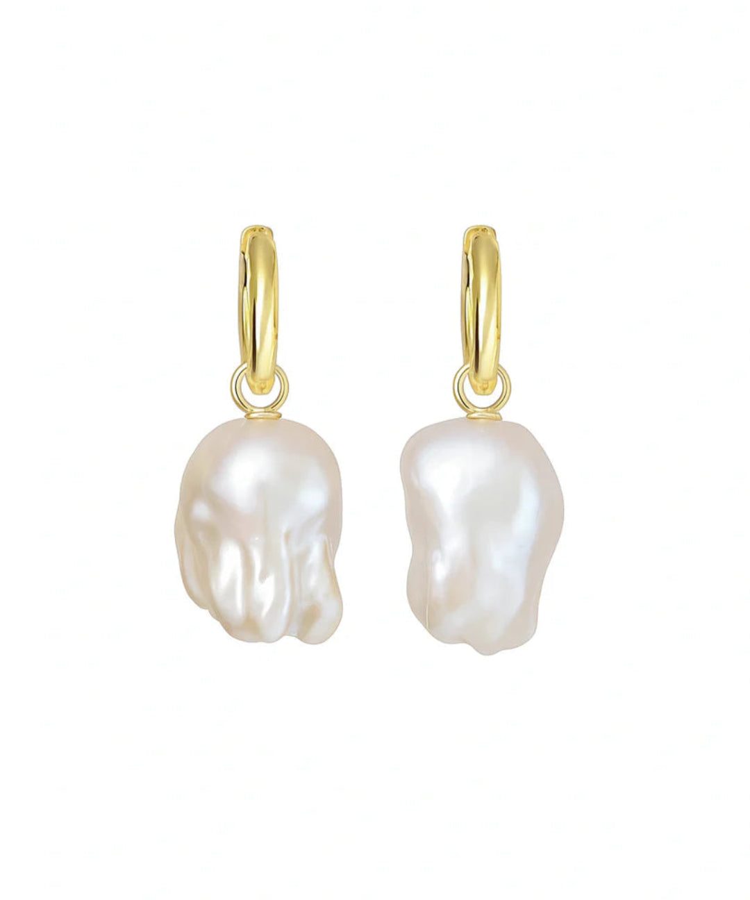 Baroque Pearl Pendant Hoop Earrings gembea jewelry