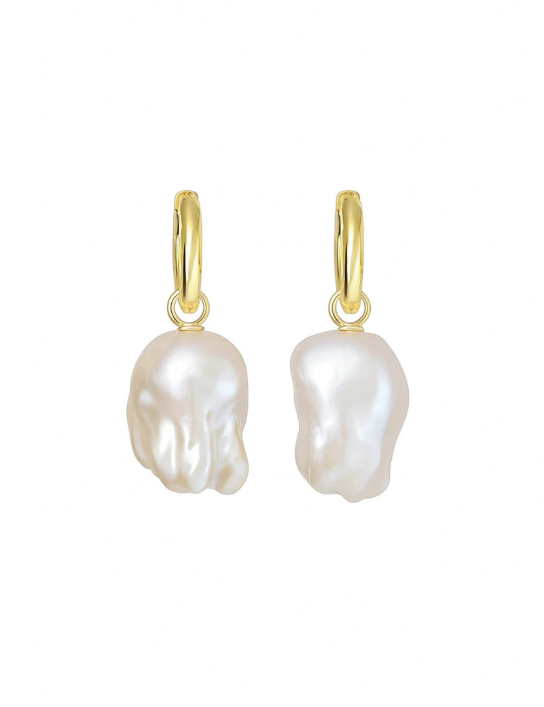Baroque Pearl Pendant Hoop Earrings gembea jewelry