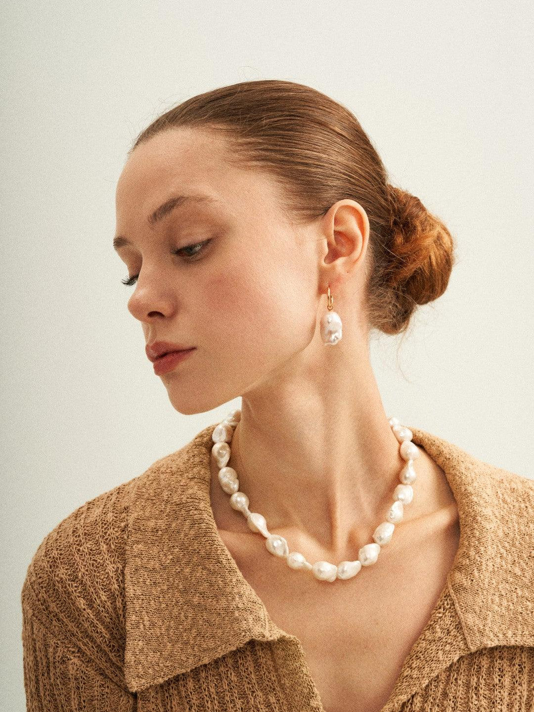 Baroque Pendant Hoop Earrings - Gembea Jewelry