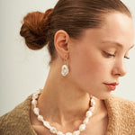 Baroque Pendant Hoop Earrings - Gembea Jewelry