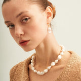 Baroque Pendant Hoop Earrings - Gembea Jewelry