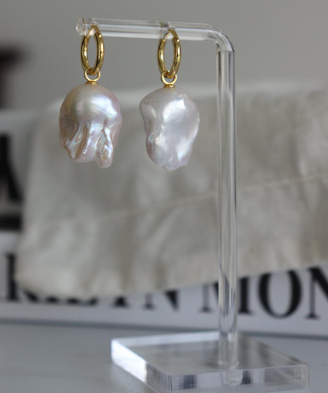 Baroque Pendant Hoop Earrings - Gembea Jewelry