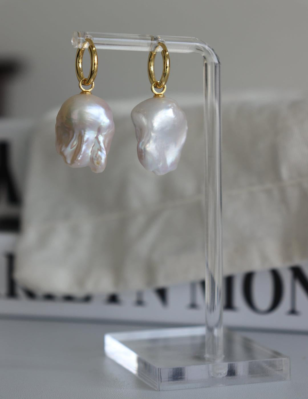 Baroque Pendant Hoop Earrings - Gembea Jewelry