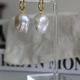 Baroque Pendant Hoop Earrings - Gembea Jewelry