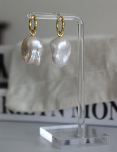 Baroque Pendant Hoop Earrings - Gembea Jewelry