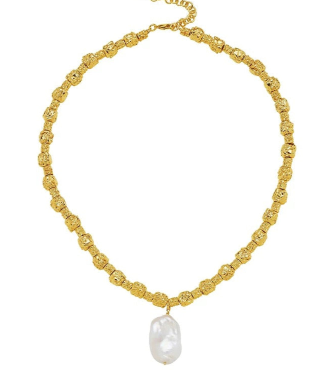 Baroque Pearl Pendant Lava Metal Necklace gembea jewelry