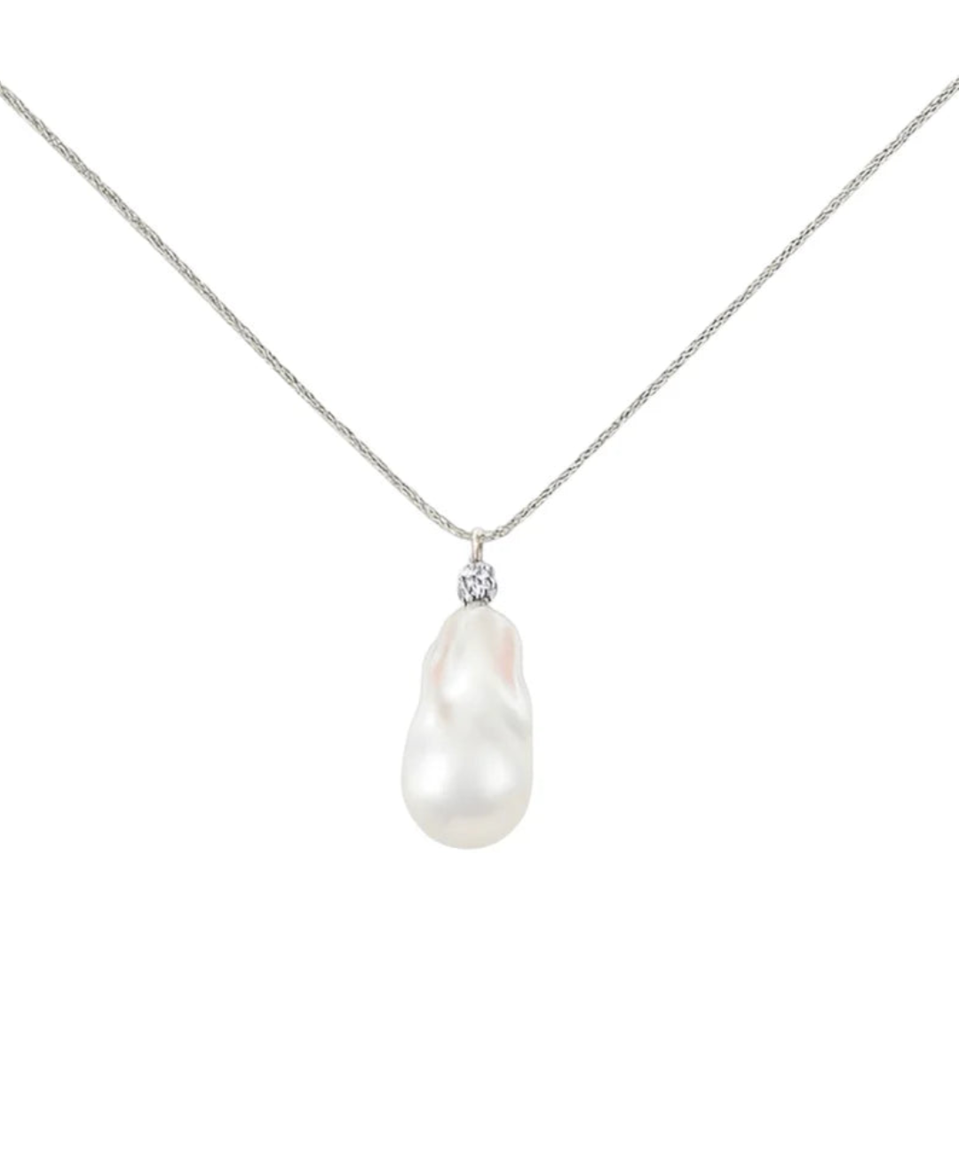 Baroque Pearl Pendant Silver Chain Necklace gembea jewelry