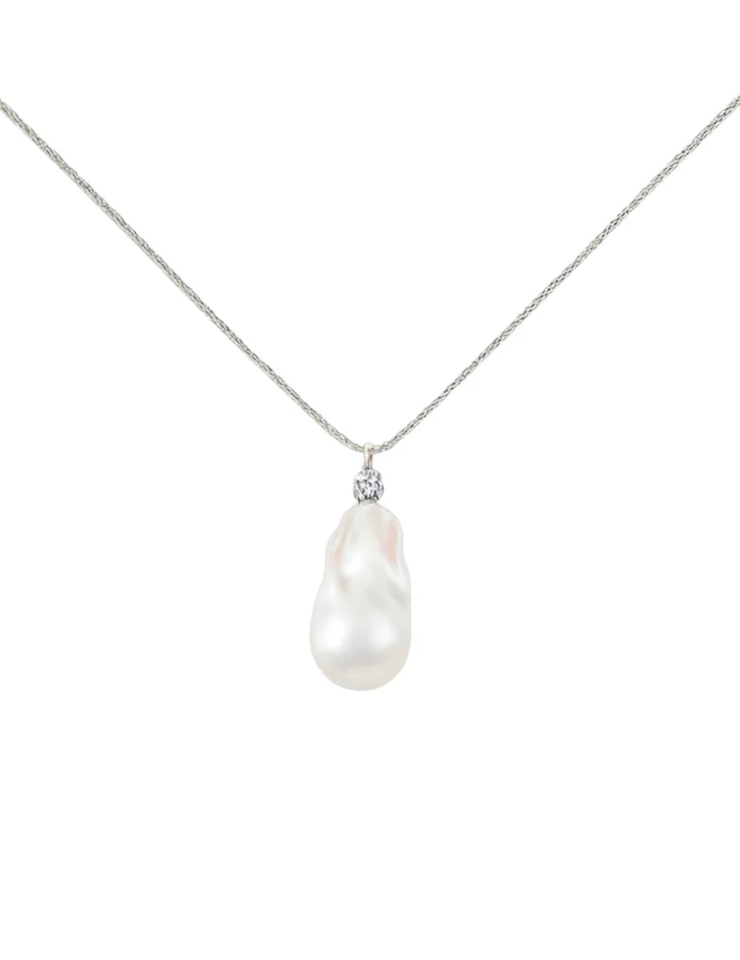 Baroque Pearl Pendant Silver Chain Necklace gembea jewelry