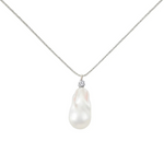 Baroque Pearl Pendant Silver Chain Necklace gembea jewelry