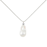 Baroque Pearl Pendant Silver Chain Necklace gembea jewelry