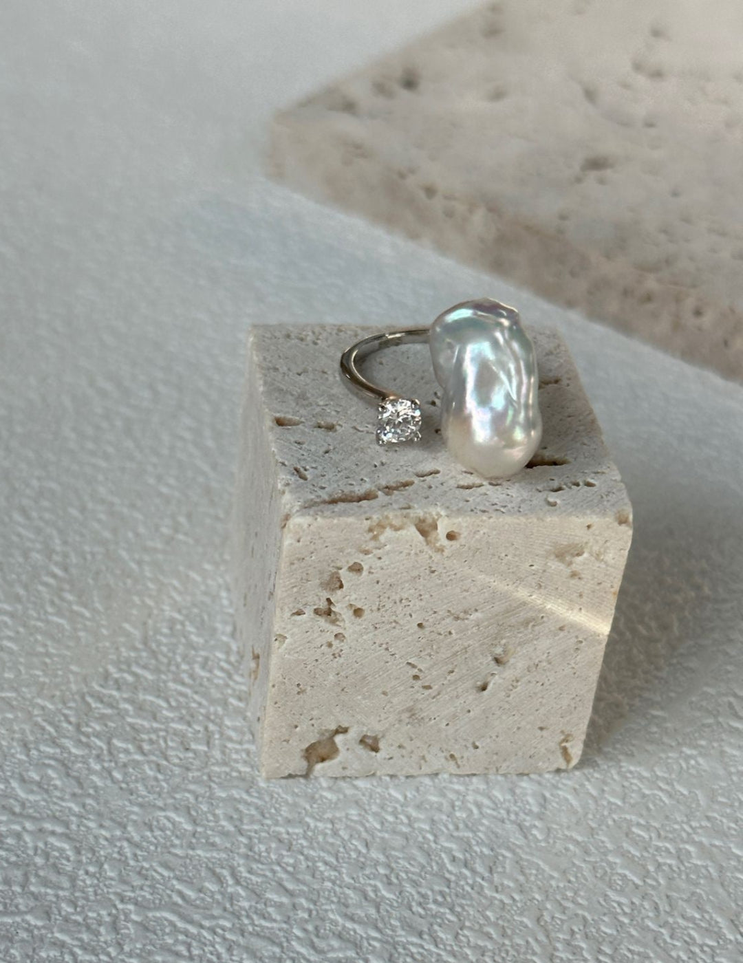Baroque Pearl Zircon Ring