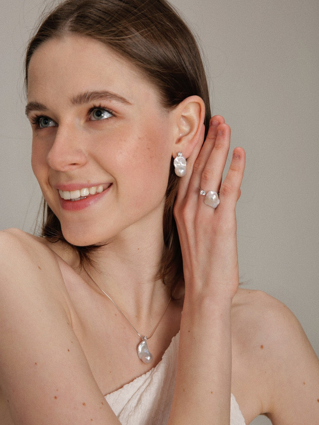 Gembea Jewelry Baroque Pearl Zircon Ring