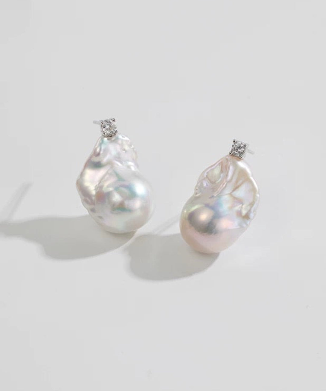 Baroque Pearl Zircon Stud Earrings gembea jewelry