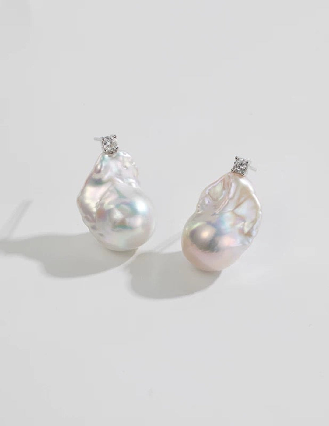 Baroque Pearl Zircon Stud Earrings gembea jewelry