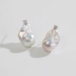 Baroque Pearl Zircon Stud Earrings gembea jewelry