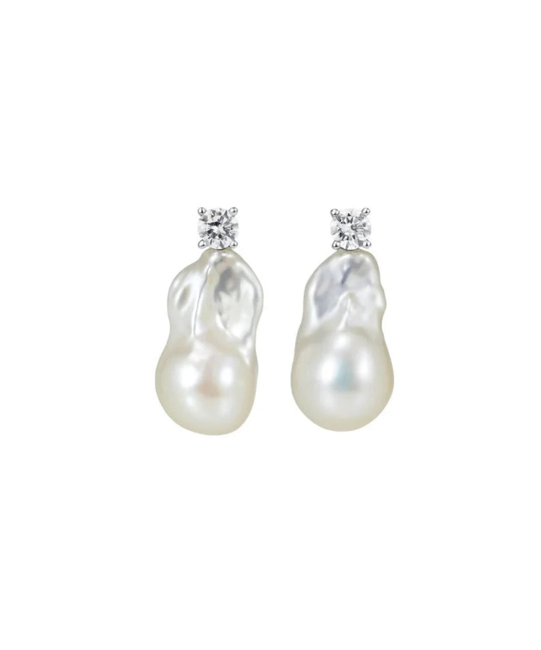 Baroque Pearl Zircon Stud Earrings gembea jewelry