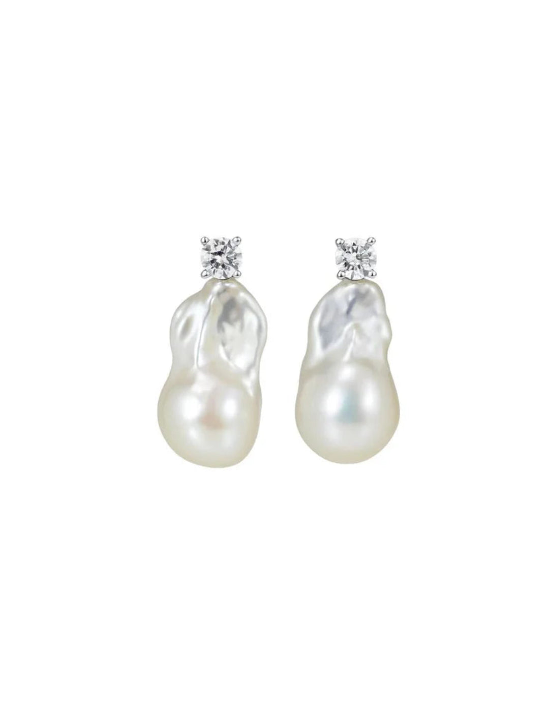 Baroque Pearl Zircon Stud Earrings gembea jewelry
