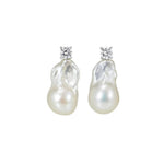 Baroque Pearl Zircon Stud Earrings gembea jewelry