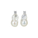 Baroque Pearl Zircon Stud Earrings gembea jewelry