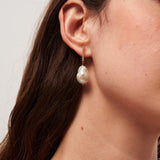 Vertical Zircon Baroque Pearl Drop Earrings gembea jewelry
