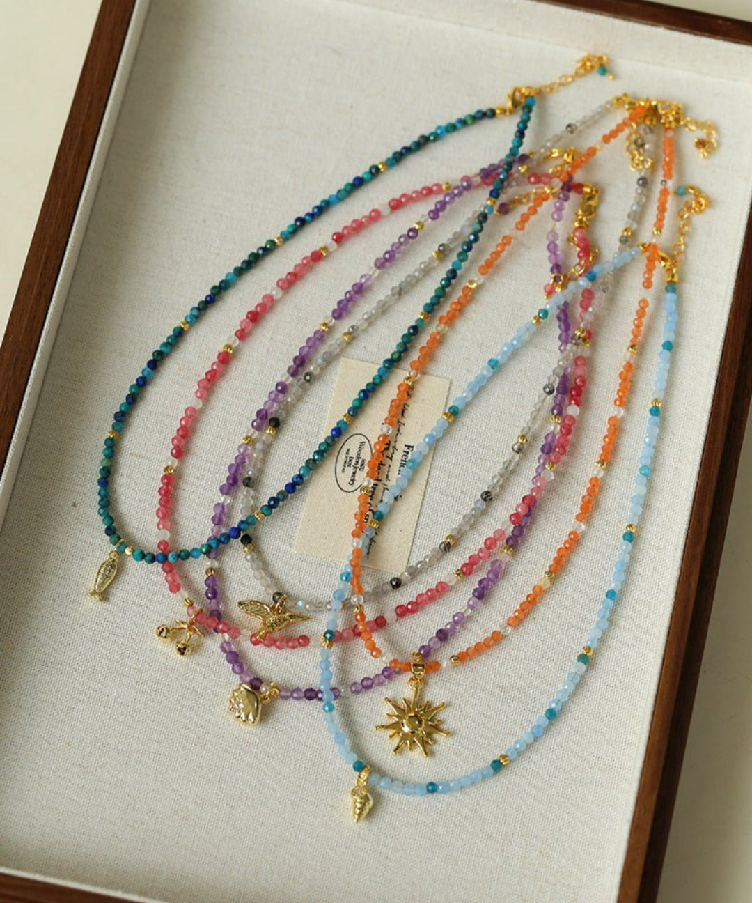 Beach Colorful Natural Stone Beaded Necklace Gembea jewelry