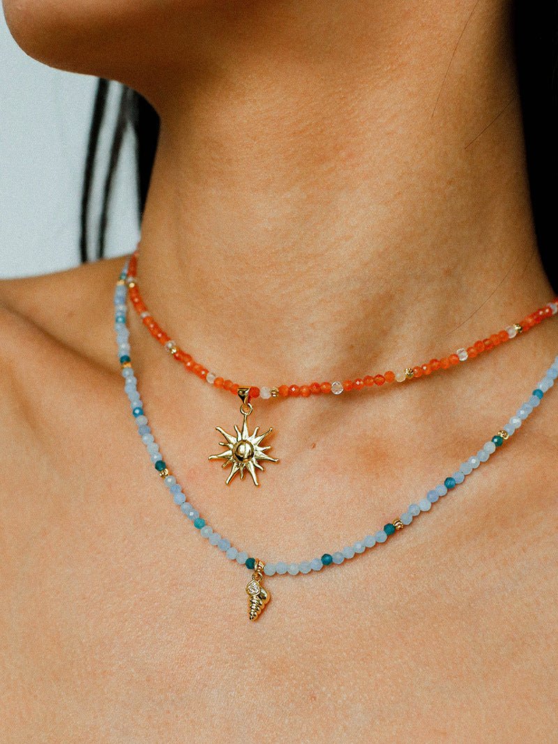 Beach Colorful Natural Stone Beaded Necklace Gembea jewelry