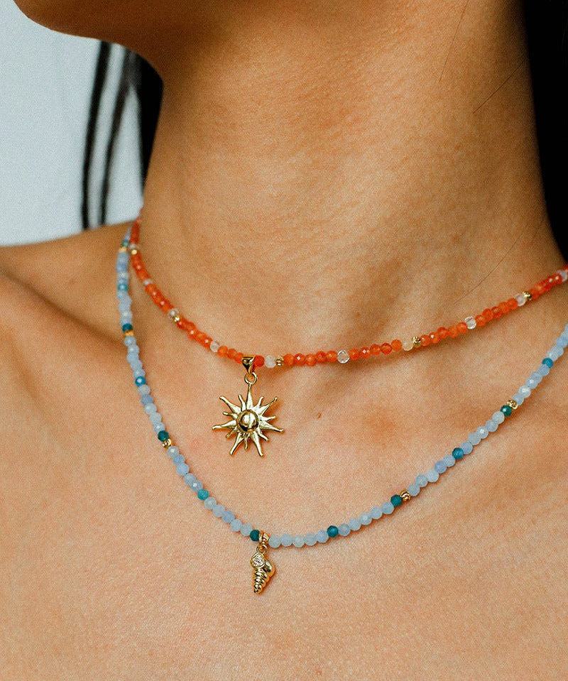 Beach Colorful Natural Stone Beaded Necklace Gembea jewelry