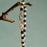 Bean Pod Black Agate Pearl Beaded Bracelet gembea jewelry