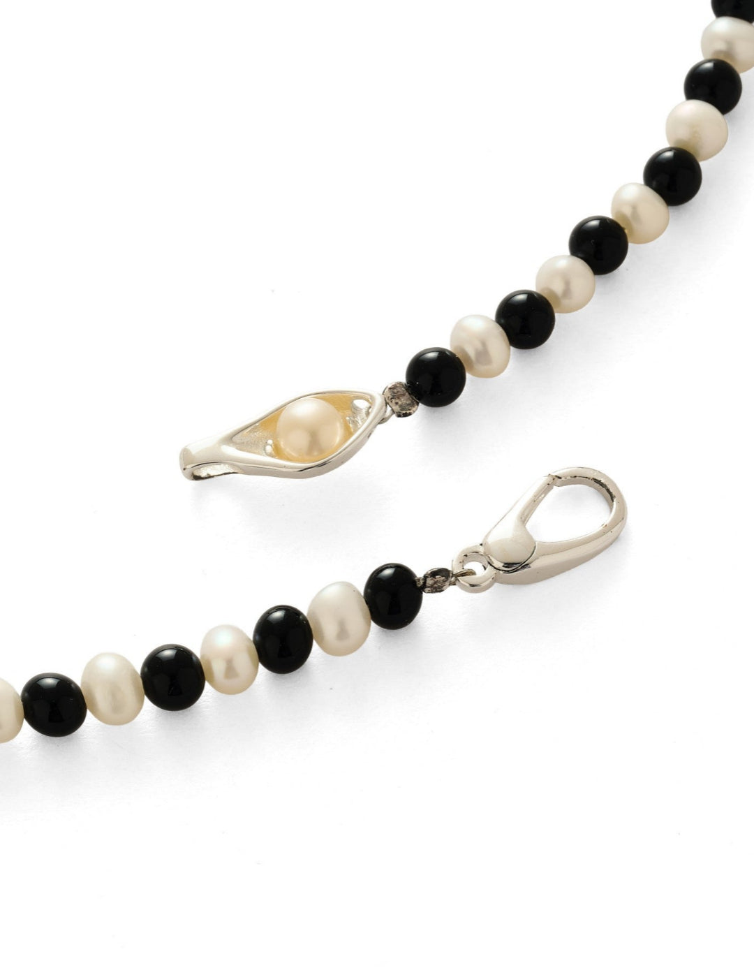Bean Pod Black Agate Pearl Beaded Necklace gembea jewelry