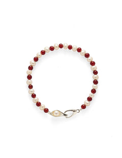 Bean Pod Red Agate Pearl Beaded Bracelet gembea jewelry