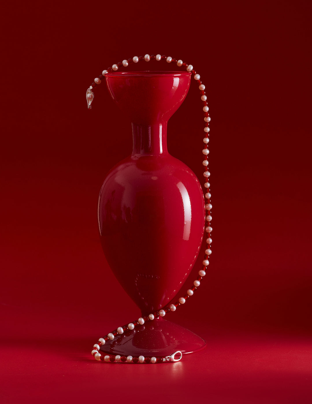 Bean Pod Red Agate Pearl Beaded Necklace gembea jewelry