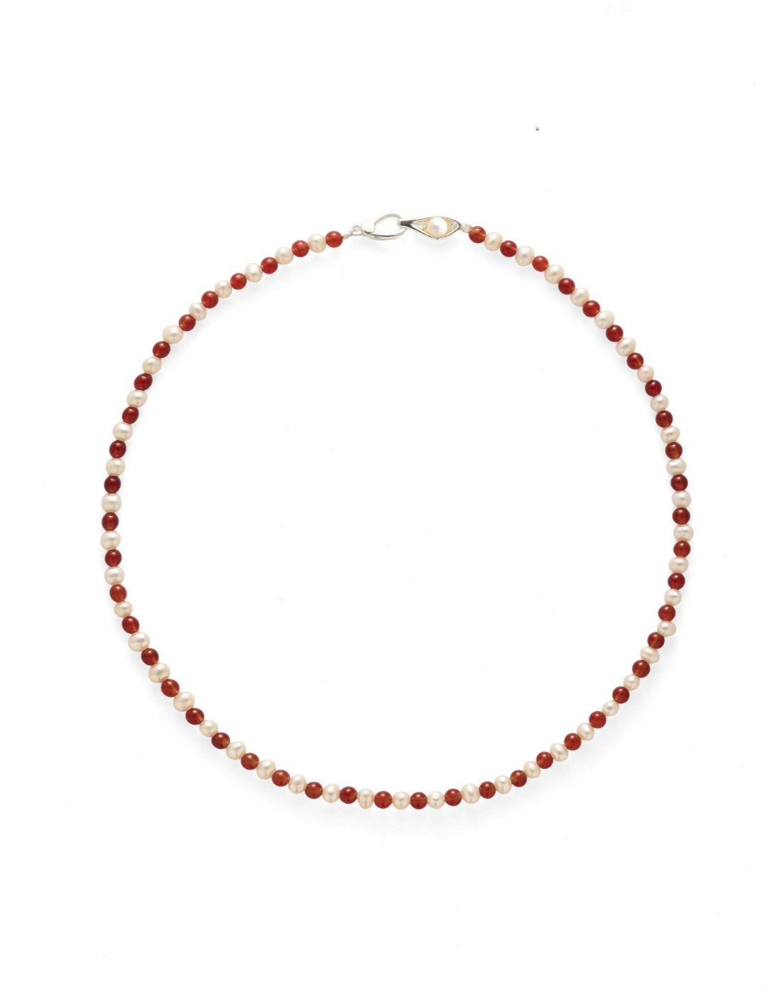Bean Pod Red Agate Pearl Beaded Necklace gembea jewelry