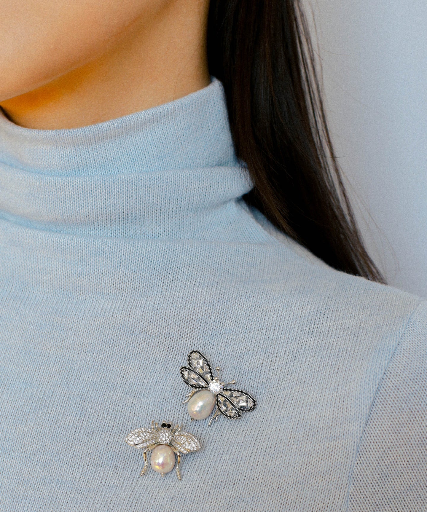 Bee Zircon Pearl Brooch gembea jewelry