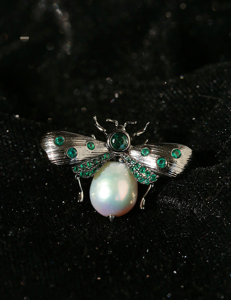 Bee Zircon Pearl Brooch gembea jewelry