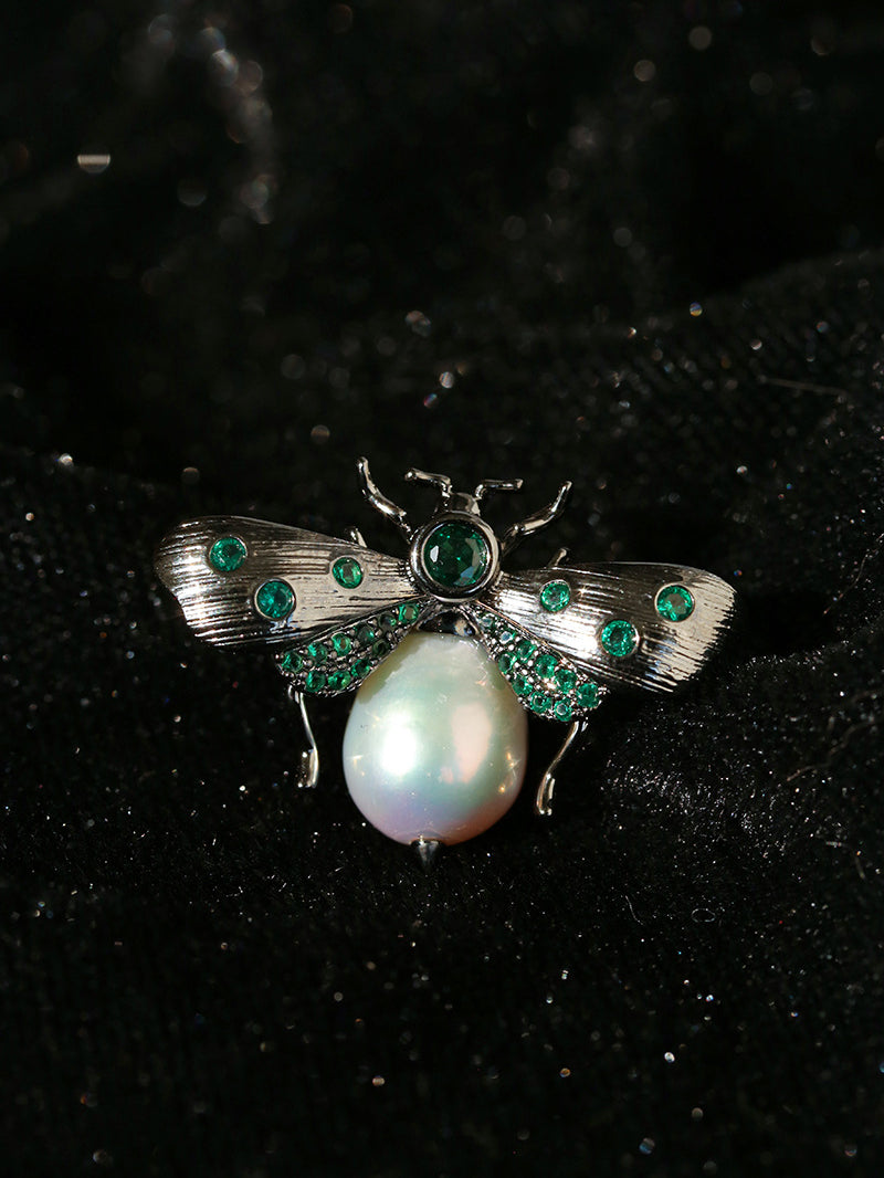 Bee Zircon Pearl Brooch gembea jewelry