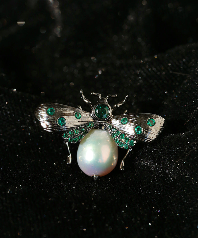 Bee Zircon Pearl Brooch gembea jewelry