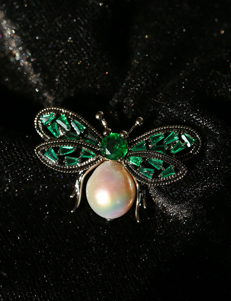 Bee Zircon Pearl Brooch gembea jewelry