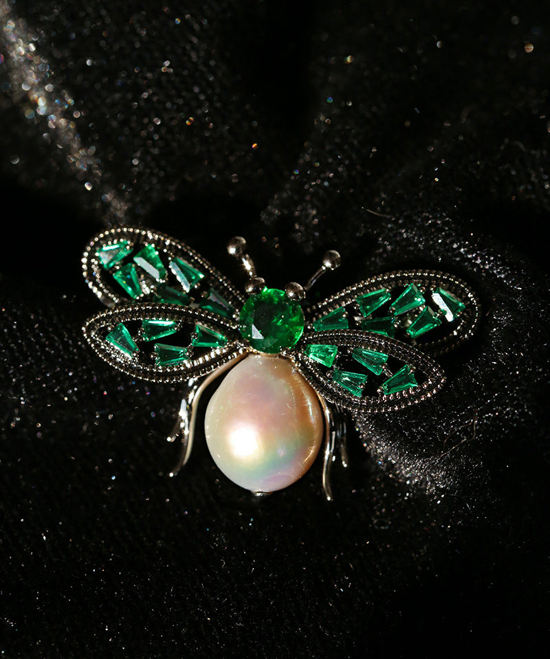 Bee Zircon Pearl Brooch gembea jewelry