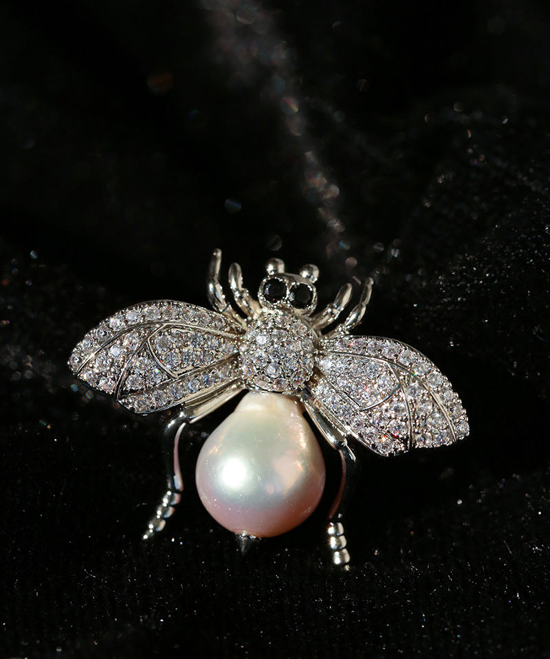 Bee Zircon Pearl Brooch gembea jewelry