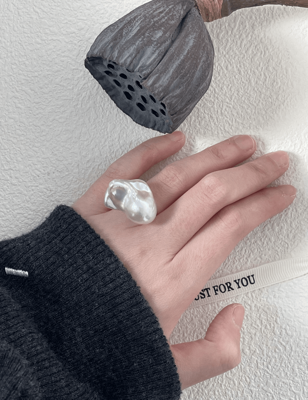 Big Baroque Pearl Sterling Silver Rings - Gembea Jewelry