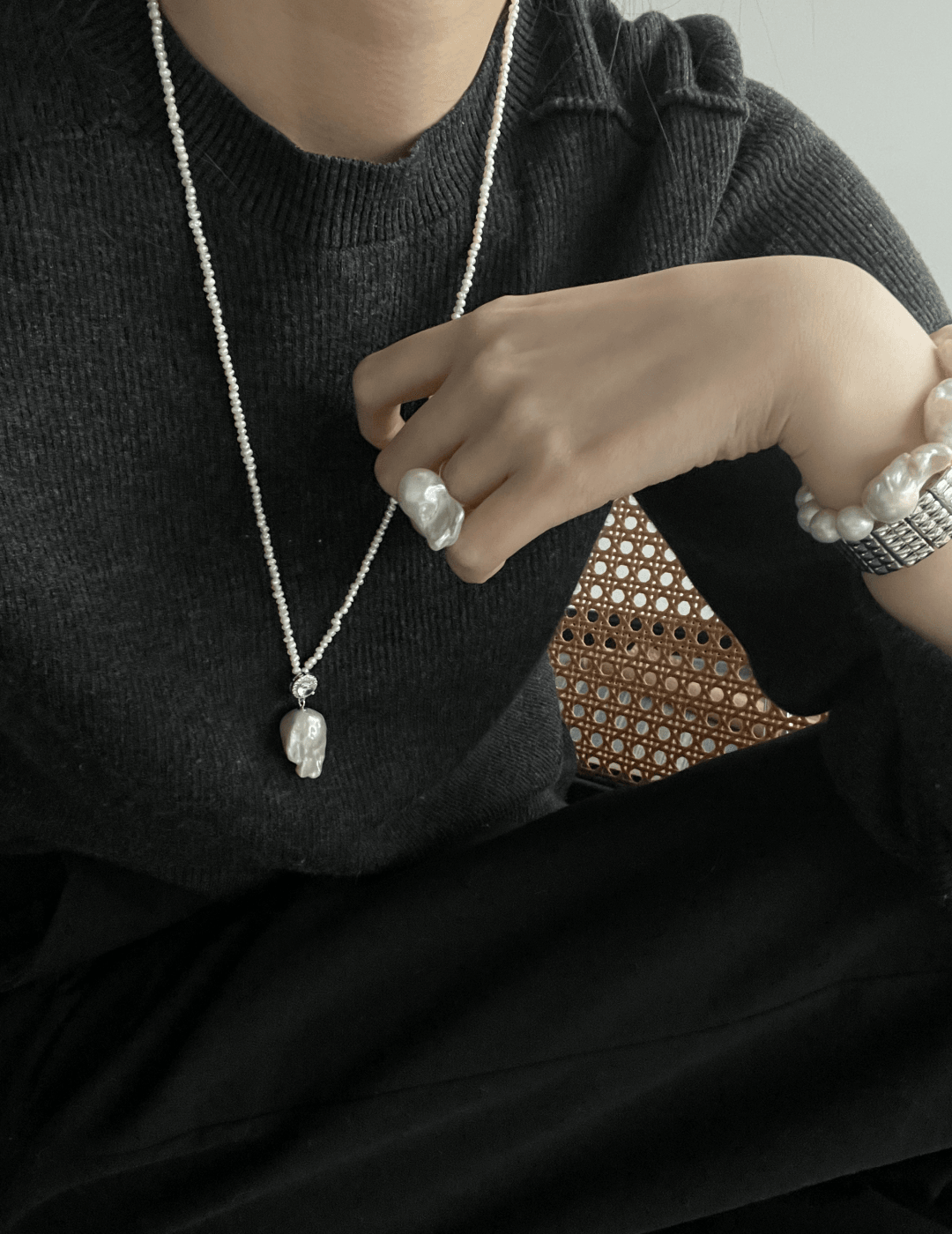 Big Baroque Pearl Sterling Silver Rings - Gembea Jewelry