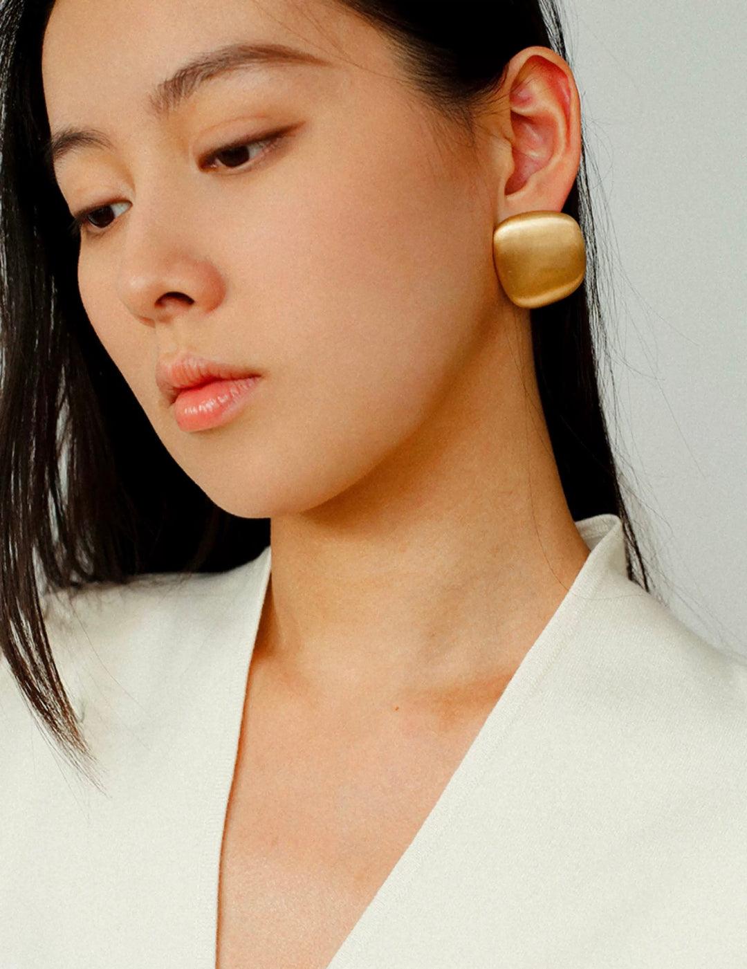 Irregular Brushed Stud Earrings - Gembea Jewelry