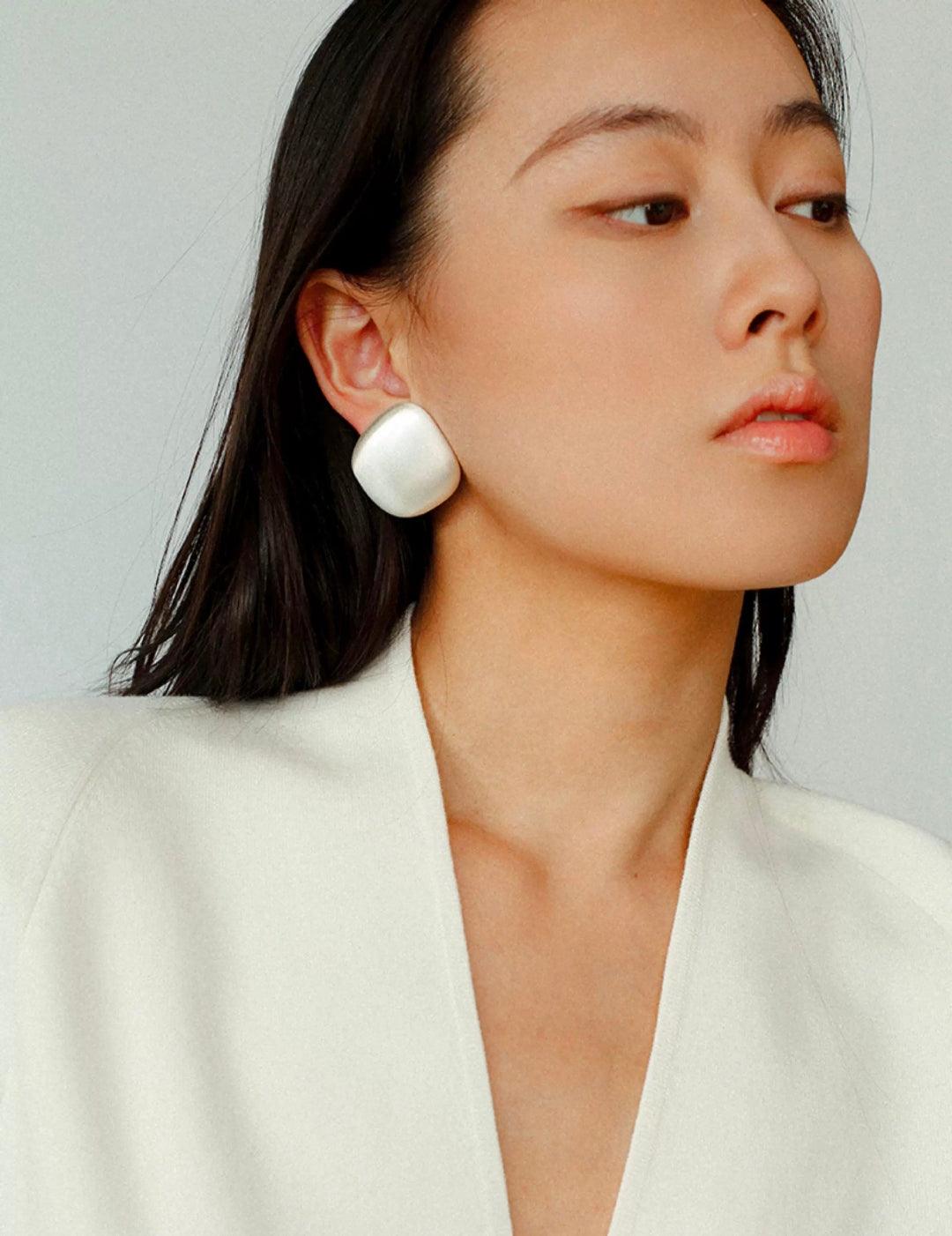 Irregular Brushed Stud Earrings - Gembea Jewelry