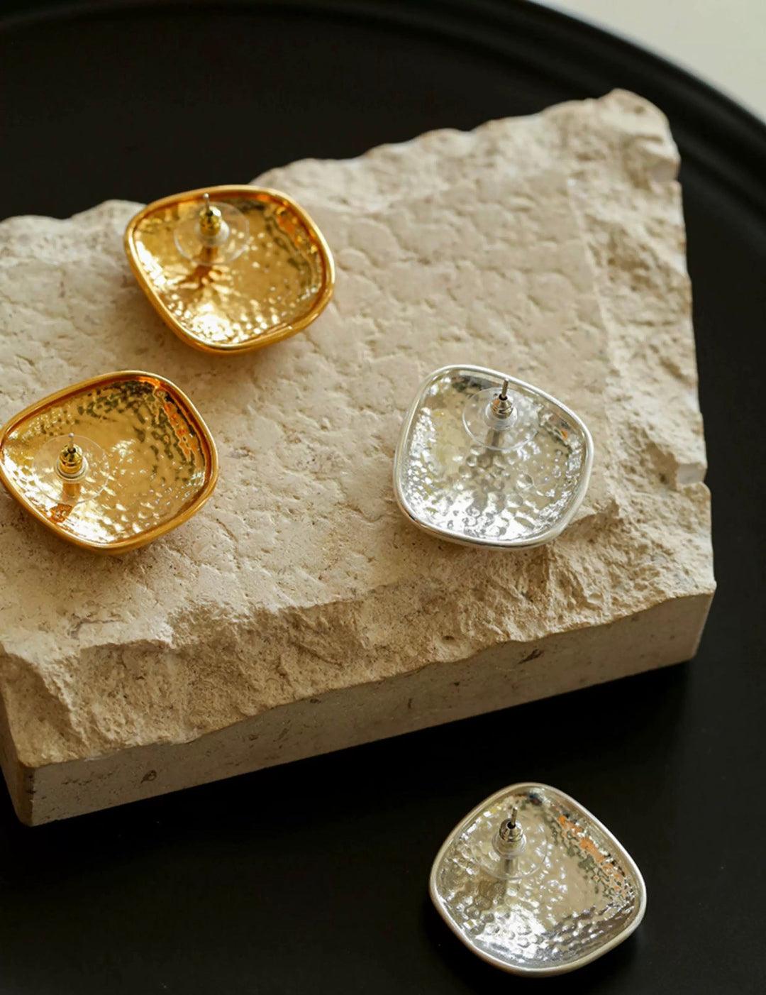 Irregular Brushed Stud Earrings - Gembea Jewelry
