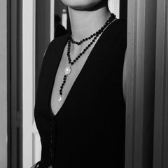 Long Black Agate Baroque Pearl Necklace - Gembea Jewelry