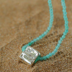 Black Agate Tianhe Stone Cube Pendant Bead Necklace gembea jewelry