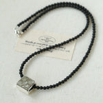 Black Agate Tianhe Stone Cube Pendant Bead Necklace gembea jewelry